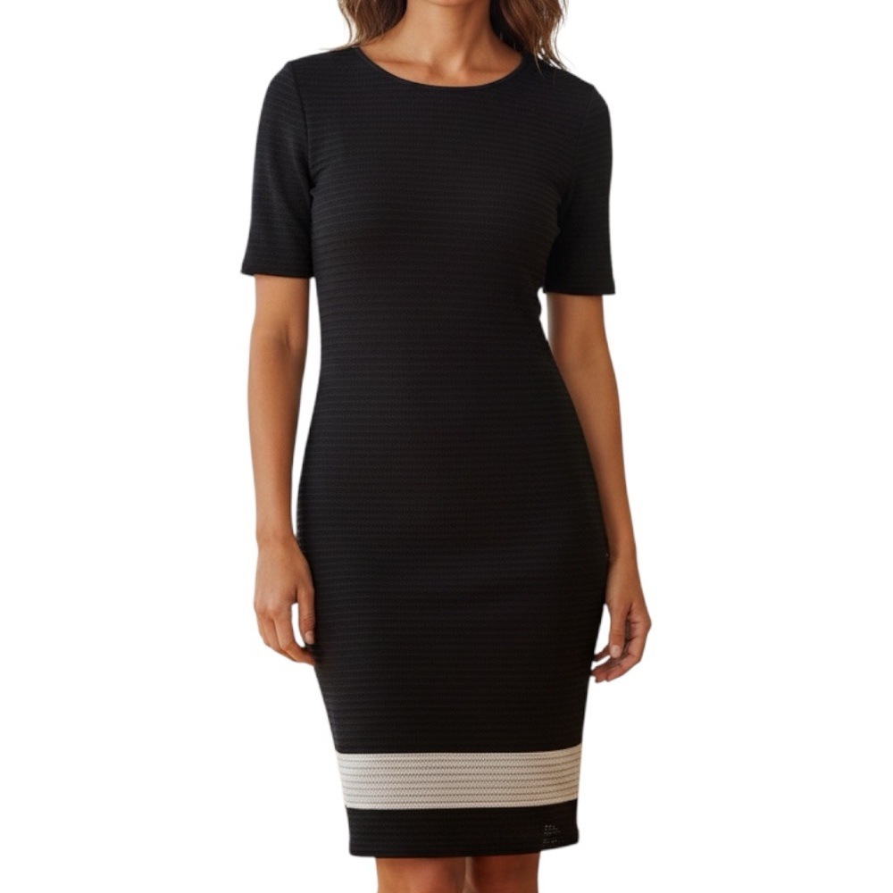 Joan Vass Black and White Midi Dress Size Large
